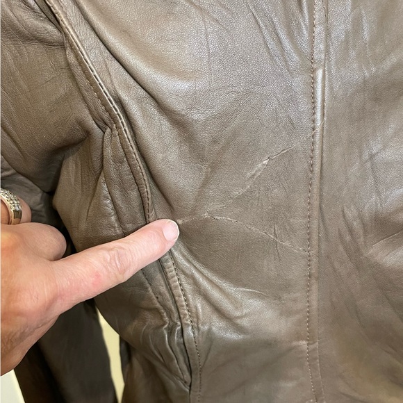 Kenna-T Bomber Jacket, Crinkled Soft lLather, Brown, Size XS - Picture 5 of 9